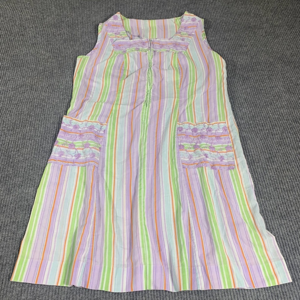 Vintage Lane Bryant Dress Womens Large Purple Striped Pockets Pastel Whimsical‎